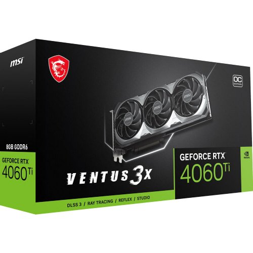 MSI GeForce RTX 4060 Ti Ventus 3X OC 8GB Graphics Card, Ada Lovelace Architecture, 2580 MHz Boost Clock Speed, 4352 CUDA Cores, 288 GB/s Memory Bandwidth...