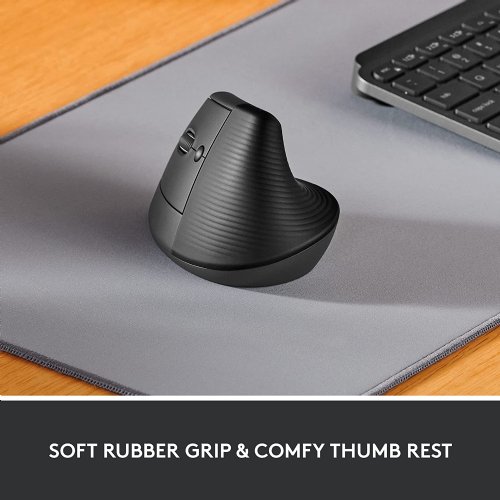 Logitech Lift Left Vertical Ergonomic Mouse, Left-handed, Wireless, Bluetooth or Logi Bolt USB, Quiet clicks, 4 buttons, compatible with Windows/macOS/iPad...