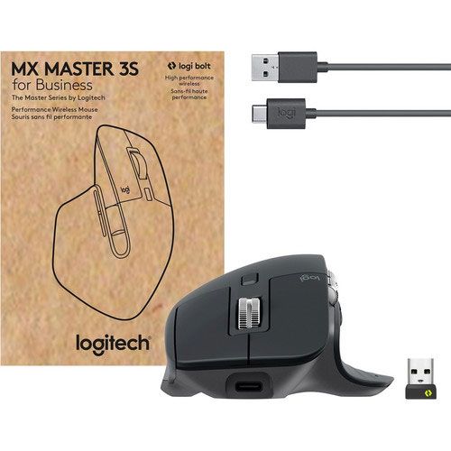 Logitech MX Master 3S for Business, Wireless Right Handed Laser Bluetooth & USB Mouse, Graphite (910-006581)