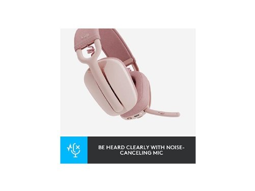 Logitech Zone Vibe 100 Lightweight Wireless Over Ear Headphones with Noise Canceling Microphone, Advanced Multipoint Bluetooth Headset, Works with Teams,Mac/PC...(Rose)