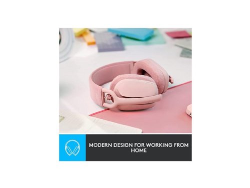 Logitech Zone Vibe 100 Lightweight Wireless Over Ear Headphones with Noise Canceling Microphone, Advanced Multipoint Bluetooth Headset, Works with Teams,Mac/PC...(Rose)