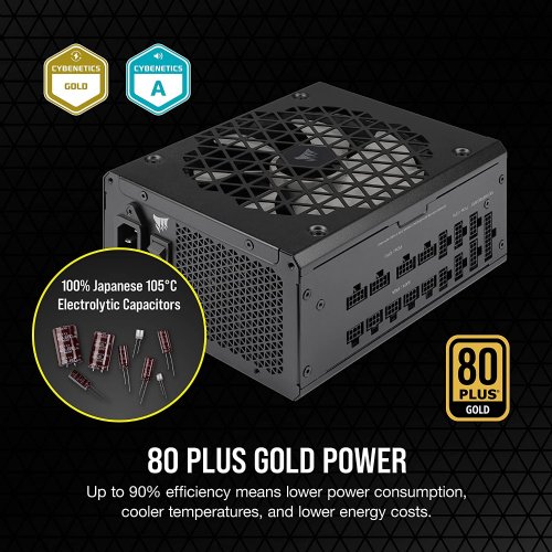 Corsair RM1000x Shift Fully Modular ATX Power Supply, Modular Side Interface, ATX 3.0 & PCIe 5.0 Compliant, Zero RPM Fan Mod, 105°C-Rated Capacitors, 80 Plus Gold Efficiency - Black...