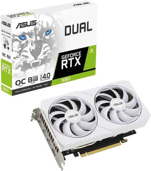 ASUS Dual Geforce RTX 3060 White OC Edition 8GB GDDR6 (PCIE 4.0, 8GB GDDR6, HDMI 2.1, Displayport 1.4A)...