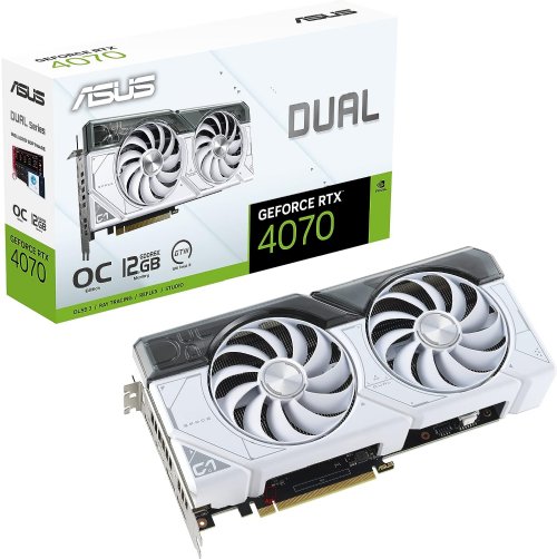 Asus Dual Geforce RTX 4070 12GB - White Edition - Graphics Card - Geforce RTX 4070 - 12 GB GDDR6X - PCIe 4.0 - HDMI, 3 x Displayport - White...