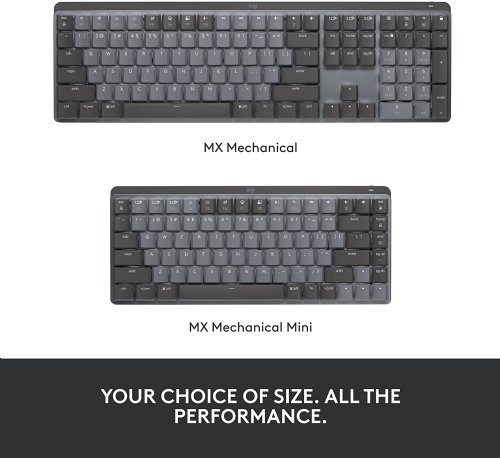 Logitech MX Mechanical Wireless Illuminated Performance Keyboard, Linear Switches, Backlit Keys, Bluetooth, USB-C, macOS, Windows, Linux, iOS, Android, Met...