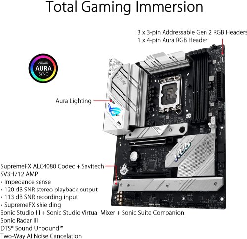 ASUS ROG Strix B760-A Gaming WiFi D4 Intel B760 (13th and 12th Gen) LGA 1700 white ATX motherboard, 12 + 1 power stages, DDR4, PCIe 5.0, three M.2 slots, WiFi 6E, USB 3.2...