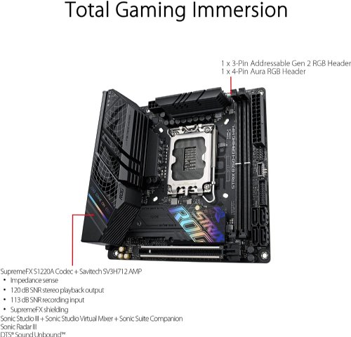 ASUS ROG Strix B760-I Gaming WiFi Intel B760(13th and 12th Gen) LGA 1700 mini-ITX motherboard, 8 + 1 power stages, DDR5 up to 7600 MT/s, PCIe 5.0, two M.2 slots, WiFi 6E...